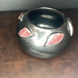 Bowl black with red leaf embellishment by Adler